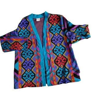 Vintage Graff California Wear Aztec Blanket Cardigan Sweater